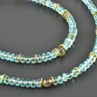 Edelsteinkette hellblau mit Apatit und Labradorit, zarte Halskette mit vergoldetem 925er Silber Bild 1