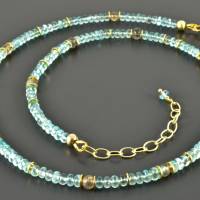 Edelsteinkette hellblau mit Apatit und Labradorit, zarte Halskette mit vergoldetem 925er Silber Bild 3
