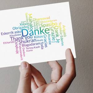 Dankeskarten Sprachen, 12x Dankeschön Karten mit Word Cloud, A6 Postkarten mit Kraftpapier Umschlag Bild 4