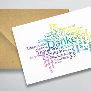 Dankeskarten Sprachen, 12x Dankeschön Karten mit Word Cloud, A6 Postkarten mit Kraftpapier Umschlag Bild 7