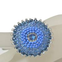 Ring blau pastell 40 mm jeansblau candy colour handgefertigt aus Glasperlen Unikat boho Bild 1