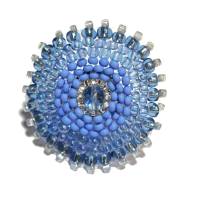 Ring blau pastell 40 mm jeansblau candy colour handgefertigt aus Glasperlen Unikat boho Bild 3