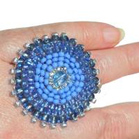 Ring blau pastell 40 mm jeansblau candy colour handgefertigt aus Glasperlen Unikat boho Bild 4