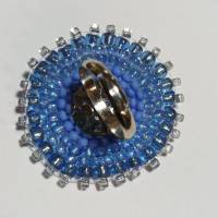 Ring blau pastell 40 mm jeansblau candy colour handgefertigt aus Glasperlen Unikat boho Bild 5