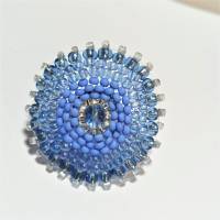 Ring blau pastell 40 mm jeansblau candy colour handgefertigt aus Glasperlen Unikat boho Bild 6
