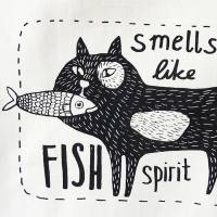 Smells Like Fish Spirit, Geschirrtuch Biobaumwolle. Siebdruck handbedruckt. Bild 2