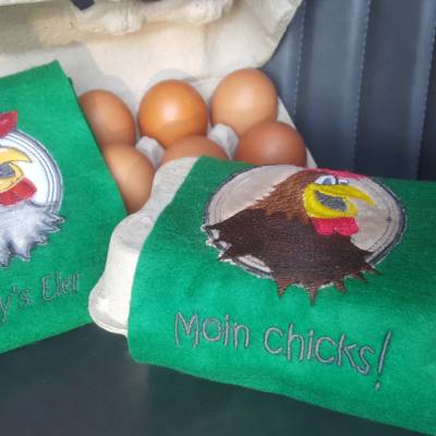 Stickdatei Eierkarton Banderole "Hahn"