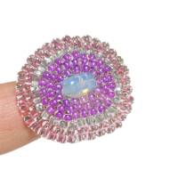 Ring flieder pastell grau candy colour handgefertigt aus Glasperlen Unikat boho Bild 2