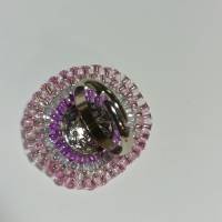 Ring flieder pastell grau candy colour handgefertigt aus Glasperlen Unikat boho Bild 6