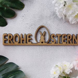 as-Herzwerk 3D Schriftzug "Frohe Ostern" 3D Motiv, Geschenk, Dekoration aus Holz, Ostern, 20cm Bild 1