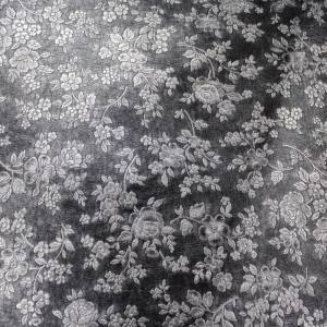19,90 Euro/m    Kunstleder in schwarz mit silber Blumen Bild 1