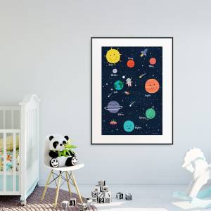 Sonnensystem Kinder Poster, Kinderzimmer Weltraum Poster, Kinderposter mit unseren Planeten inkl Geschenkverpackung Bild 4