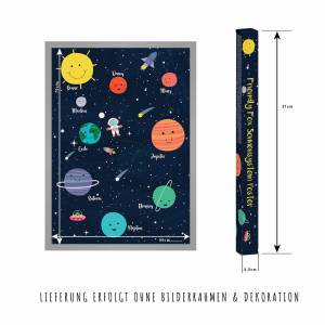 Sonnensystem Kinder Poster, Kinderzimmer Weltraum Poster, Kinderposter mit unseren Planeten inkl Geschenkverpackung Bild 5