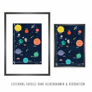 Sonnensystem Kinder Poster, Kinderzimmer Weltraum Poster, Kinderposter mit unseren Planeten inkl Geschenkverpackung Bild 6
