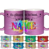Glitzer Tasse beidseitig mit Namen / 9 verschiedene Farben / Sparkle Glitter Edel / Namenstasse  / personalisiert Bild 1
