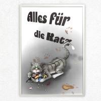 Lustiges Poster: Alles für die Katz | Download Datei zum Selbstausdrucken | Geschenk für Freunde und Katzenfans | Deko Bild 1