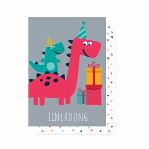 Dino Einladungskarte, 12 Einladung Kindergeburtstag Dino, Dinosaurier Geburtstag Jungen Mädchen, Einladung Kinder Geburt Bild 1