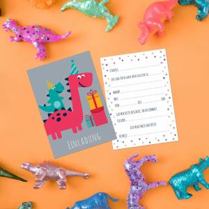 12 Umschläge Kindergeburtstag Jungen Mädchen Dinosaurier Einladungen Kinder 12 Einladungskarten incl