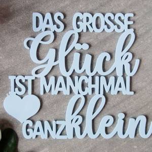 as-Herzwerk Hellblau "Kleines Glück" Babygeschenk; 3D Schriftzug Acryl 20cm Bild 1