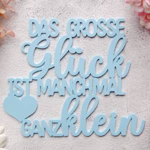 as-Herzwerk Hellblau "Kleines Glück" Babygeschenk; 3D Schriftzug Acryl 20cm Bild 2