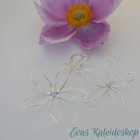 Zarte, große  Blüten Ohrhänger aus Silberdraht Bild 2