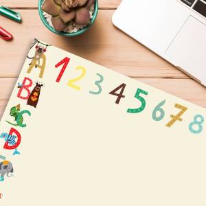 Kinder Schreibtischunterlage ABC, großer Notizblock A3 Schreibunterlage mit ABC & Zahlen 1 bis 10, perfekt für Kindergar Bild 7