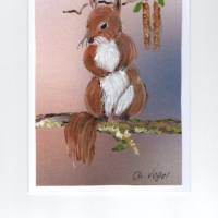 Grußkarte-     Eichhörnchen-  RESERVIERT  für Doris