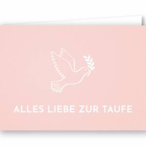 Friendly Fox Karte zur Taufe "Taube", 1x Taufkarte mit Umschlag, zur Taufe rosa Taube, DIN A6 Klappkarte Bild 4