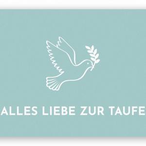 Friendly Fox Karte zur Taufe "Taube", 1x Taufkarte mit Umschlag, zur Taufe mint Taube, DIN A6 Klappkarte Bild 1