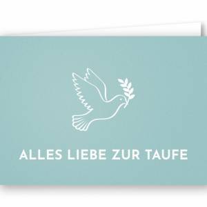 Friendly Fox Karte zur Taufe "Taube", 1x Taufkarte mit Umschlag, zur Taufe mint Taube, DIN A6 Klappkarte Bild 4