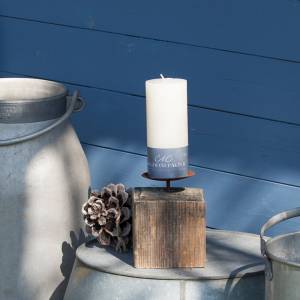 Holzblock mit Edelrost-Kerzenteller - Kerzenhalter Bild 4