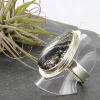 Pyrit Ring in Tropfenform poliert mit 925er Silber verstellbarer Ringschiene Bild 5