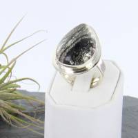 Pyrit Ring in Tropfenform poliert mit 925er Silber verstellbarer Ringschiene Bild 9