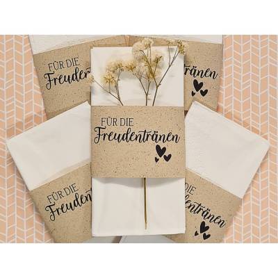 Taschentuch Banderole "Für die Freudentränen | Banderole aus Graspapier | Hochzeit Deko