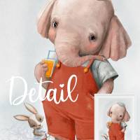 Babyzimmer Bilder [A3] Jungen Kinderzimmer Deko Tiere Elefant Poster  | Fluffy Hugs Bild 2