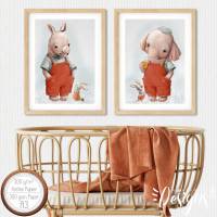 Babyzimmer Bilder [A3] Jungen Kinderzimmer Deko Tiere Elefant Poster  | Fluffy Hugs Bild 4