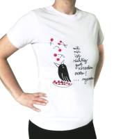 Mit mir ist richtig gut Kirschen essen... mjammi, Bio Fairtrade T-Shirt Frauen, Siebdruck handbedruckt. Bild 1