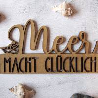 as-Herzwerk | MEER MACHT GLÜCKLICH | 3D Schriftzug Tischdeko Geschenk für Freunde und Familie 20cm Bild 1