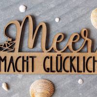 as-Herzwerk | MEER MACHT GLÜCKLICH | 3D Schriftzug Tischdeko Geschenk für Freunde und Familie 20cm Bild 2