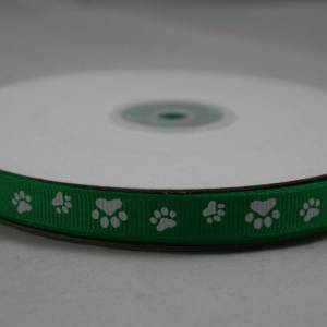 1 m Ribbon Ripsband Tatzen Hunde 10 mm, grün Bild 4