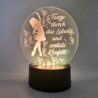 Acryl Bild Lasergravur "Tanze durch das Leben" mit LED-Sockel, Gardetanz, Tanzmariechen Bild 1