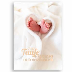 Friendly Fox Karte zur Taufe "Babyfüße", 1x Taufkarte mit Umschlag, zur Taufe Baby Füßchen, DIN A6 Klappkarte Bild 1
