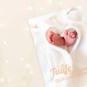 Friendly Fox Karte zur Taufe "Babyfüße", 1x Taufkarte mit Umschlag, zur Taufe Baby Füßchen, DIN A6 Klappkarte Bild 2