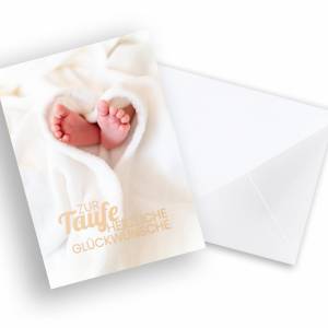 Friendly Fox Karte zur Taufe "Babyfüße", 1x Taufkarte mit Umschlag, zur Taufe Baby Füßchen, DIN A6 Klappkarte Bild 3