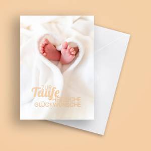 Friendly Fox Karte zur Taufe "Babyfüße", 1x Taufkarte mit Umschlag, zur Taufe Baby Füßchen, DIN A6 Klappkarte Bild 5