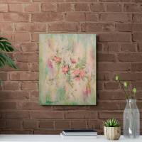 LOVELY WILD ROSES - schickes Blumenbild mit Glitter und Strukturpaste 40cmx50cm Bild 2