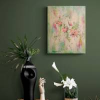 LOVELY WILD ROSES - schickes Blumenbild mit Glitter und Strukturpaste 40cmx50cm Bild 3