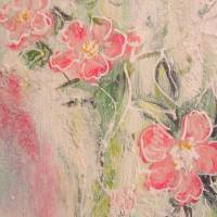 LOVELY WILD ROSES - schickes Blumenbild mit Glitter und Strukturpaste 40cmx50cm Bild 6