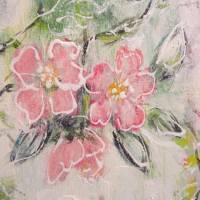 LOVELY WILD ROSES - schickes Blumenbild mit Glitter und Strukturpaste 40cmx50cm Bild 7