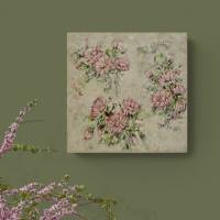 ROSA GÄNSEBLÜMCHEN - kleines Blütenbild auf Leinwand 20cmx20cm mit Glitter und Strukturpaste Bild 2